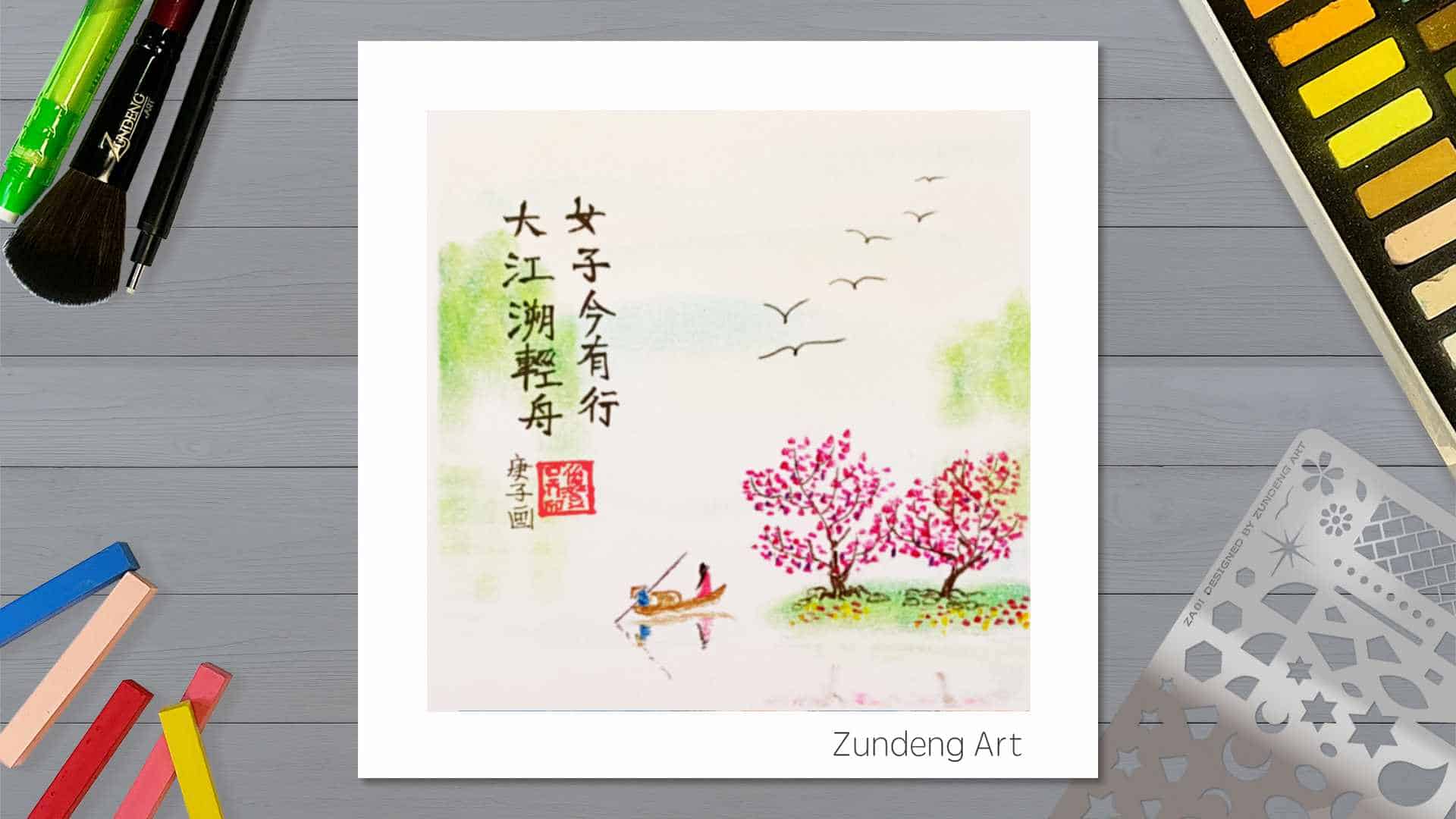 10 Peach Blossom At The Riverbank – Pastel Nagomi Art