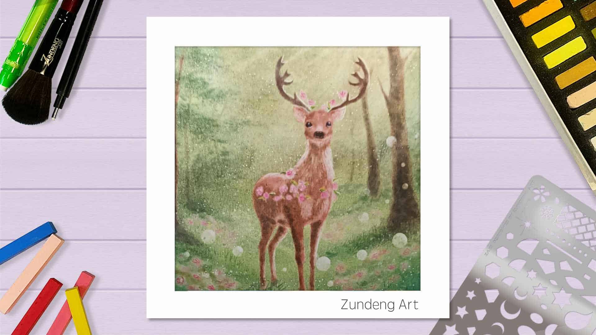 125 Flora Deer – Pastel Nagomi Art