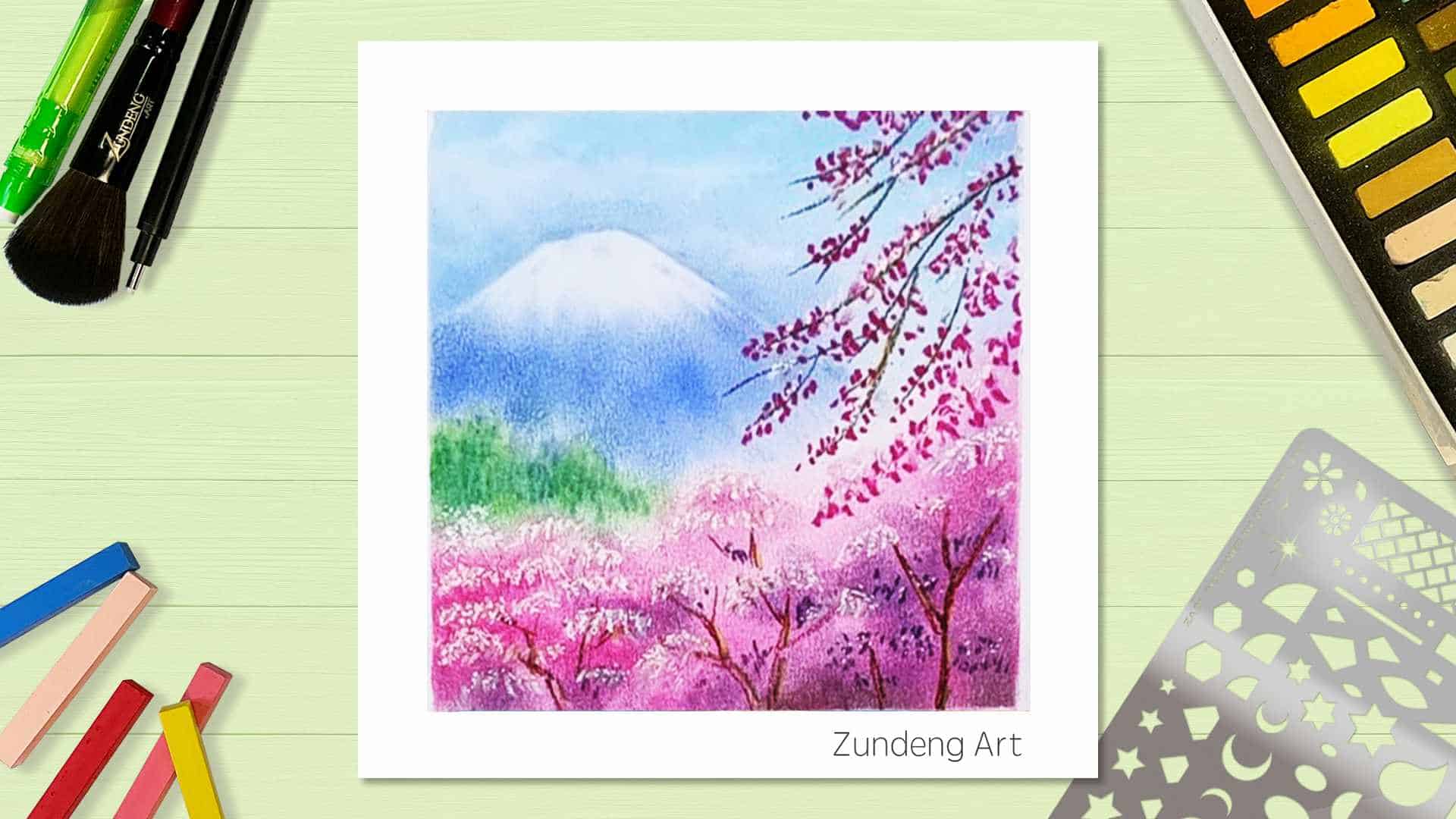 4 Mt. Fuji and Sakura – Pastel Nagomi Art