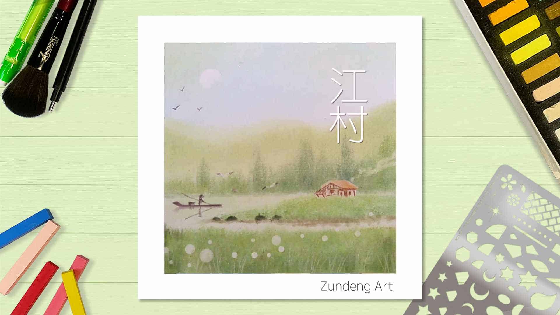 85 The Riverside Village – Pastel Nagomi Art